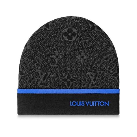 lv beanie light grey|Lv beanie black and blue.